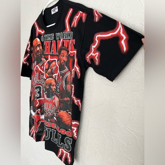 ALL OVER PRINT JORDAN PIPPEN RODMAN BULLS AOP HEAVY SOFT CUT & SEW RARE SZ LARGE - Picture 3 of 5